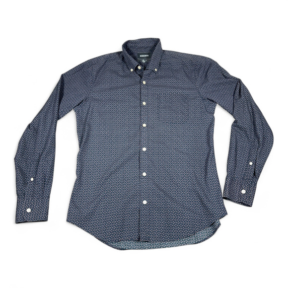 Bonobos Shirt Adult MEDIUM Blue Tailored Slim Fit Geometric Print Button Down - Picture 1 of 8